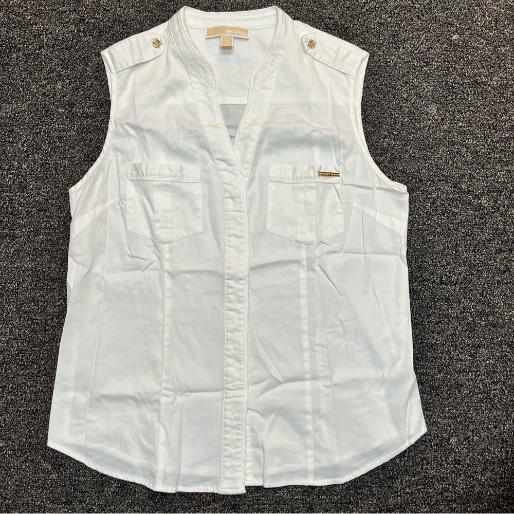 Michael Kors White Sleeveless Blouse - Picture 1 of 7